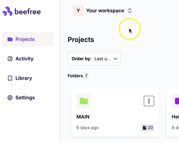 Adding a new workspace from the workspace switcher menu