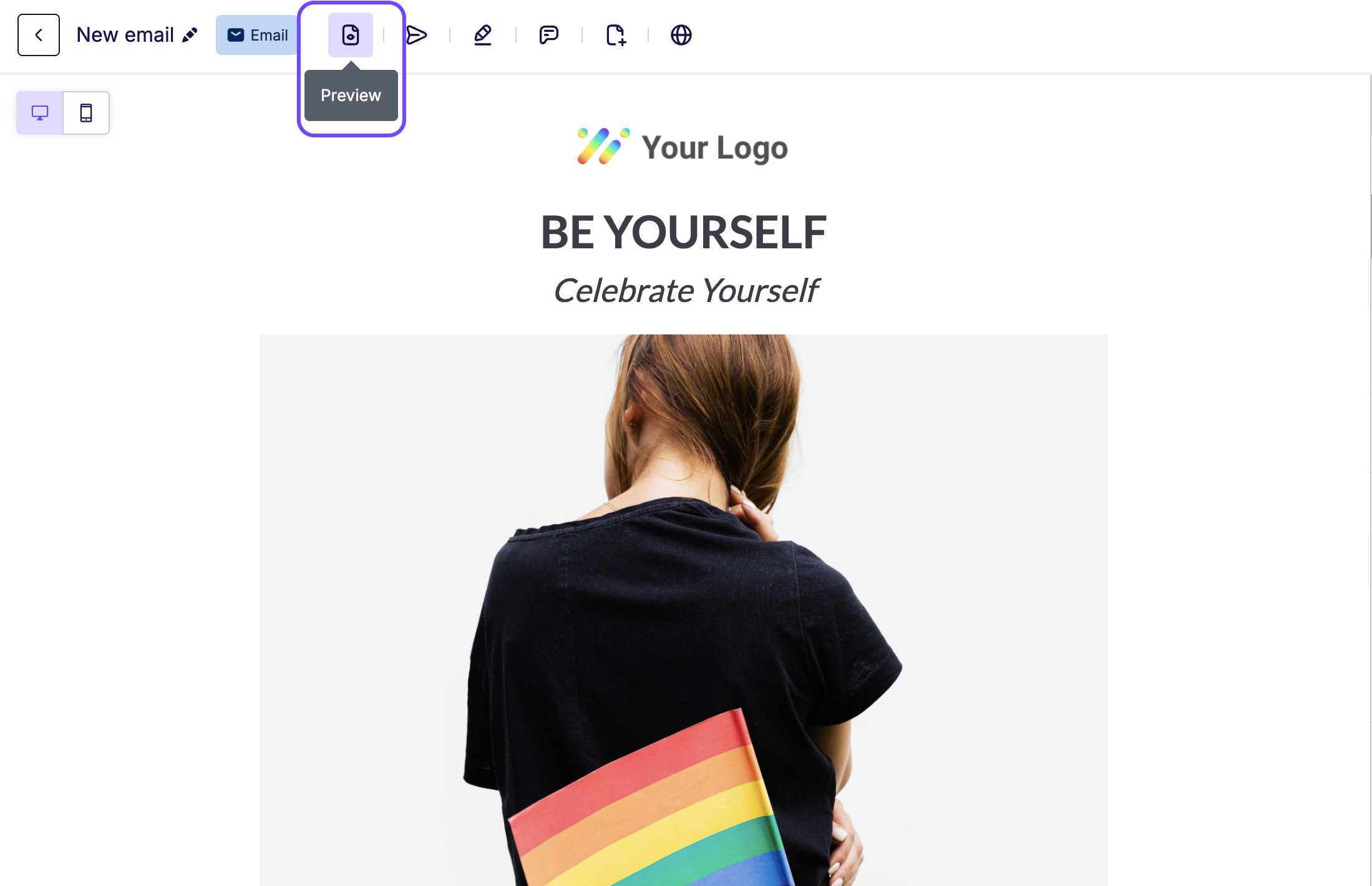 this image shows the preview button inside the bulder