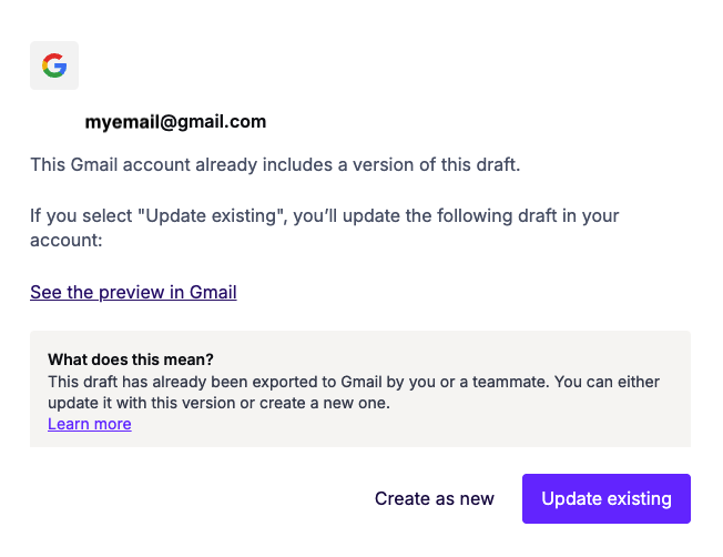 this screenshot shows if you want to create or update a design